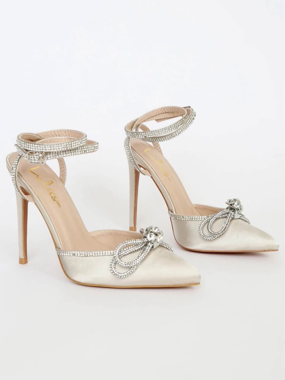 Lulus Rhinestone Bow Heels Size 6.5 | Mach & Mach Inspired Bridal Heels ✨🤍
